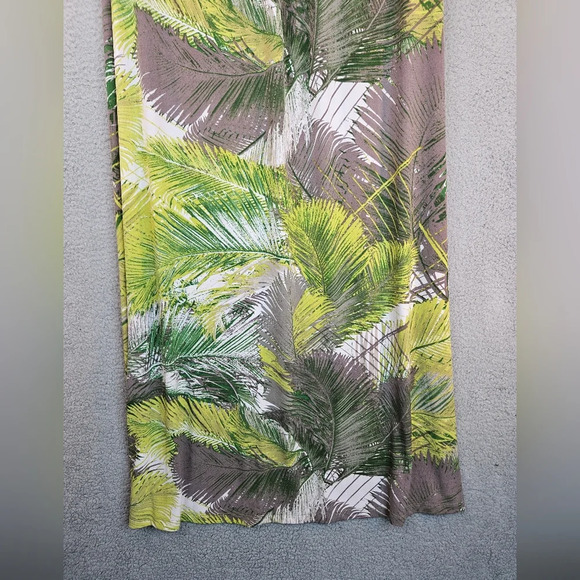 Tori Richards Womens Tropical Leaves Maxi Halter Dress Sz XL Vacation Beach - Picture 10 of 10